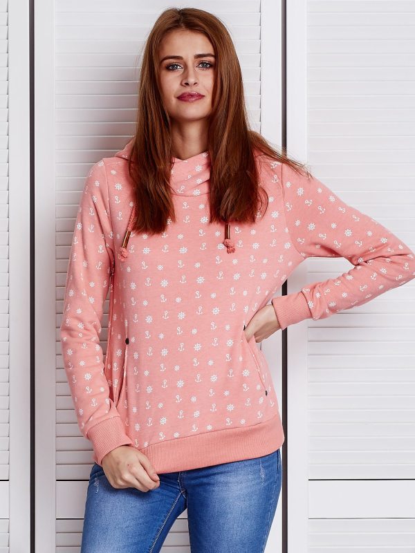 Wholesale Pink sweatshirt with sailor motifs