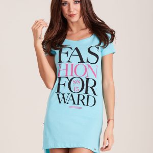 Wholesale Light blue nightshirt with inscription