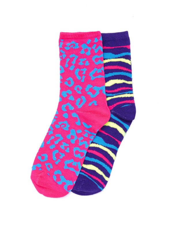 Wholesale Cotton Animal Pattern Socks 2-Pack Multicolored