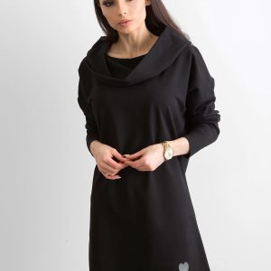 Wholesale Black dress with wide collar