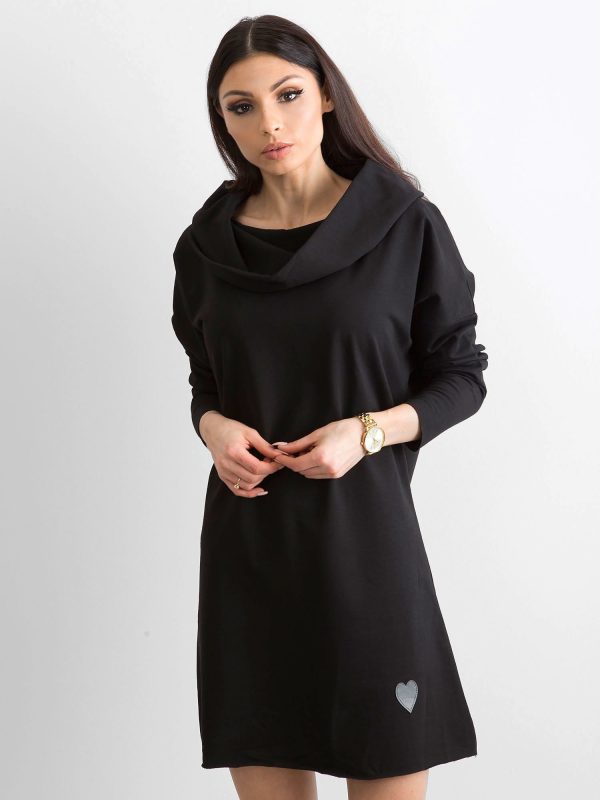 Wholesale Black dress with wide collar