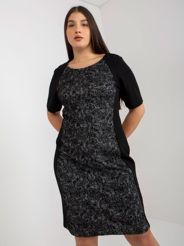 Wholesale Black Elegant Plus Size Short Sleeve Dress