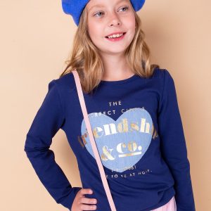 Wholesale Navy blue girl tunic with a patch