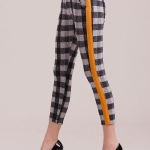 Wholesale Plaid trousers with orange stripes