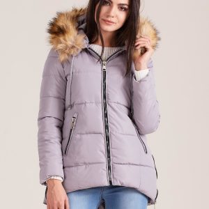 Wholesale Grey winter jacket with fur