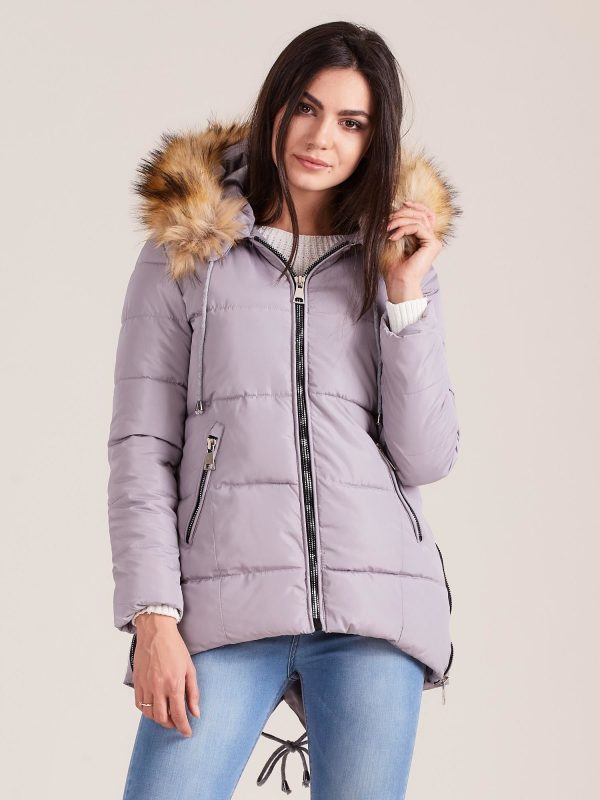 Wholesale Grey winter jacket with fur