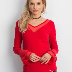 Wholesale Blouse with decorative sleeves red