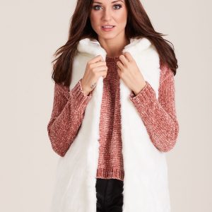 Wholesale White Hooded Fur Vest