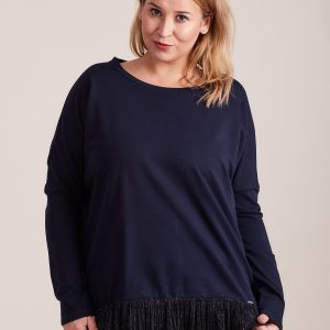 Wholesale Navy blue blouse with frill PLUS SIZE