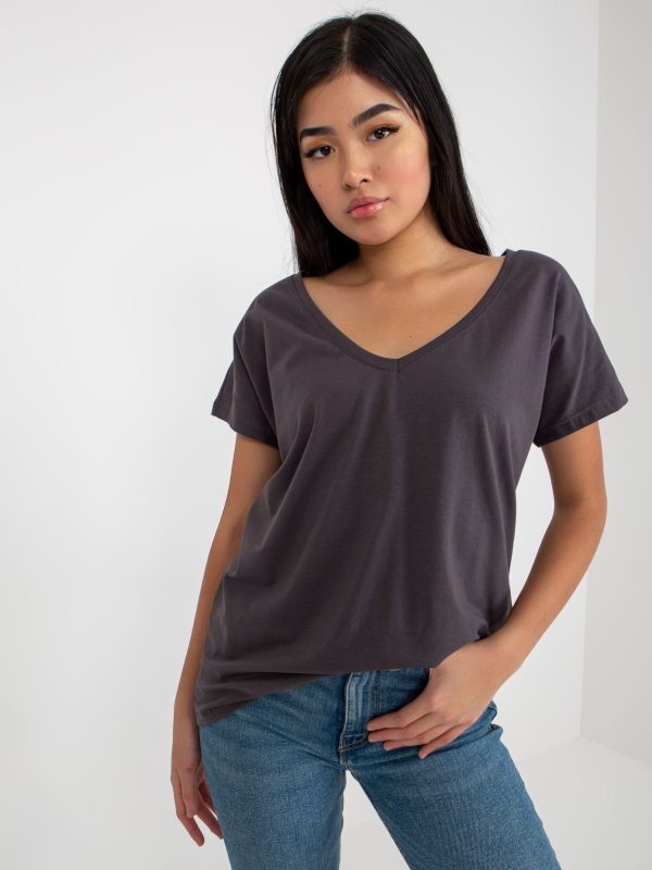 Wholesale Graphite classic T-shirt basic with V neckline Emory