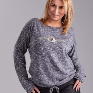 Wholesale Grey blouse with plus size applique