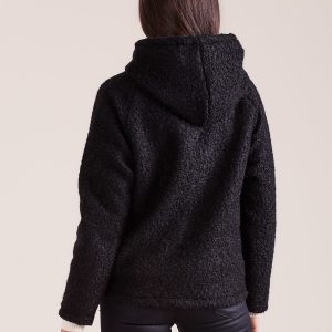 Wholesale Black Knitted Hooded Jacket