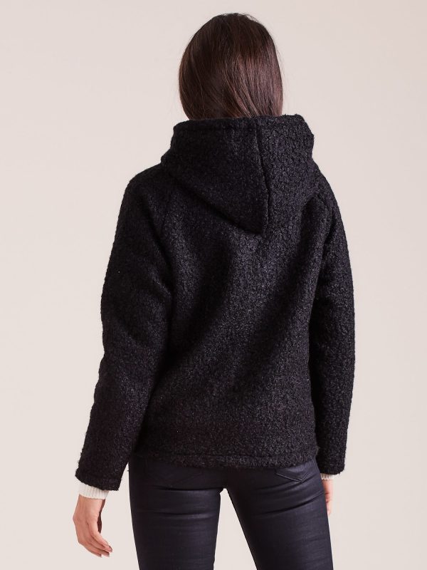 Wholesale Black Knitted Hooded Jacket