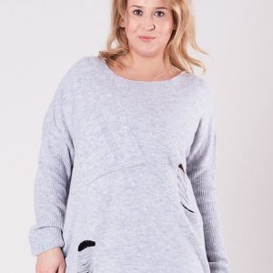 Wholesale Gray Plus Size Loose Sweater