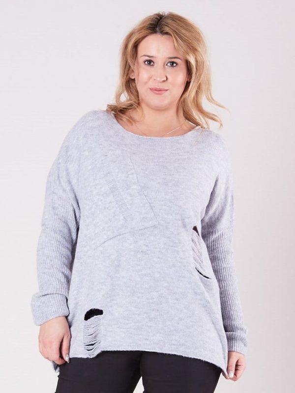 Wholesale Gray Plus Size Loose Sweater