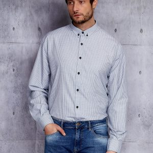 Wholesale Men's white and black checkered shirt PLUS SIZE