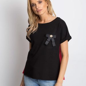 Wholesale Black blouse with pin and shirt back