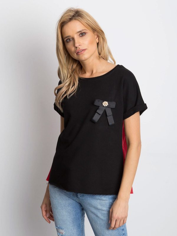 Wholesale Black blouse with pin and shirt back