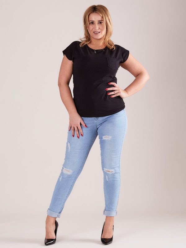 Wholesale Mom jeans pants blue with rips PLUS SIZE