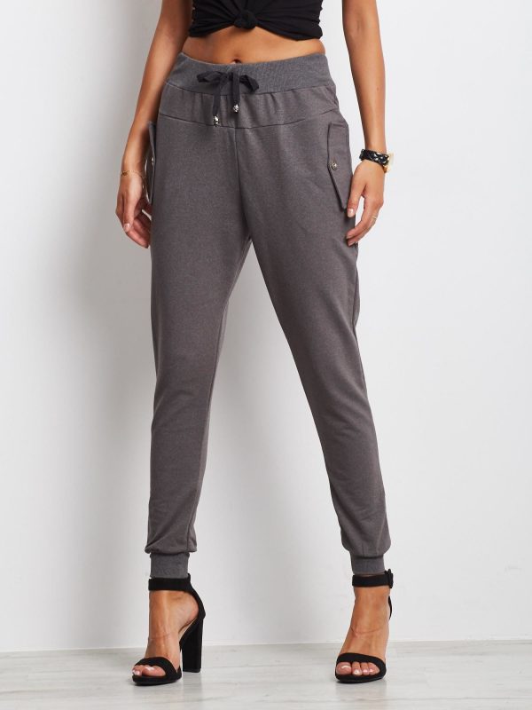 Wholesale Dark grey sweatpants with pockets