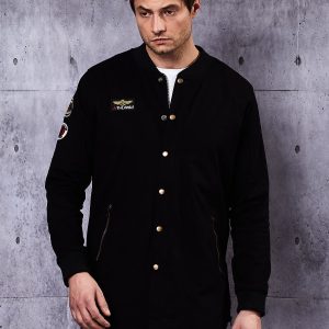 Wholesale Men's black jacket with stripes