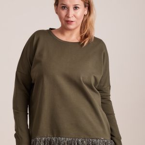 Wholesale Khaki blouse with frill plus size