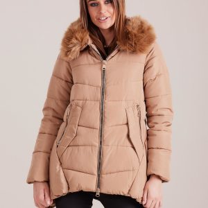 Wholesale Beige asymmetrical winter jacket