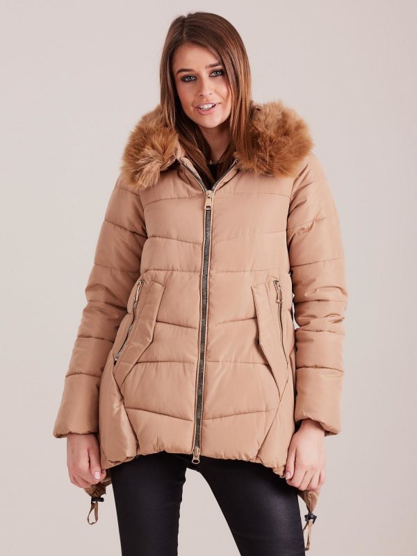 Wholesale Beige asymmetrical winter jacket