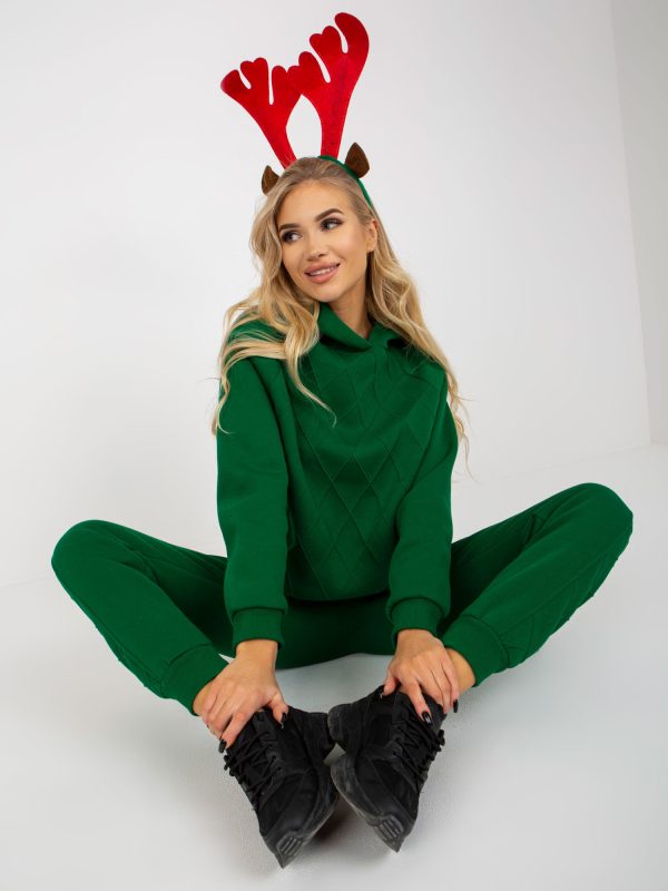 Wholesale Dark green two-piece sweatsuit set with trousers