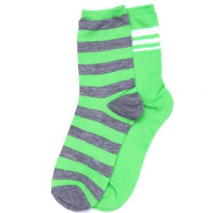 Wholesale Green Grey Cotton Striped Socks 2-Pack