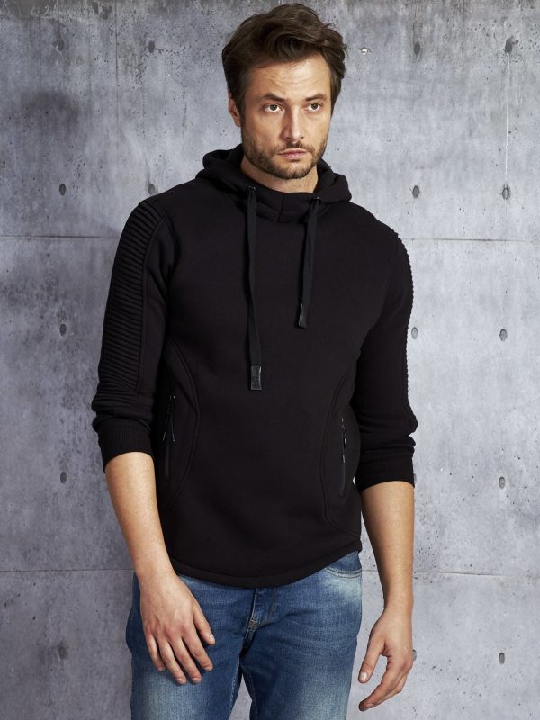 Wholesale Black sweatshirt for men in motorcycle style