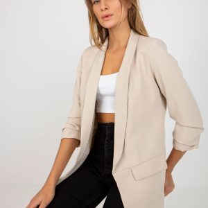 Wholesale Light beige elegant jacket without clasp OCH BELLA