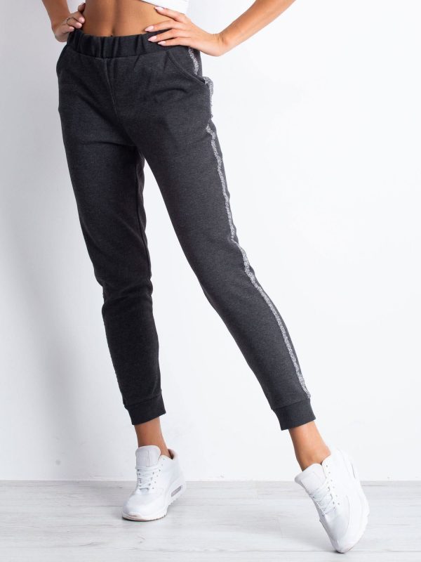 Wholesale Graphite sweatpants with glossy stripe