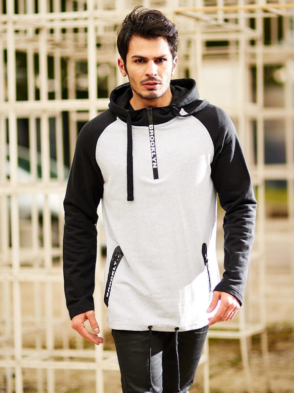 Wholesale Grey sweatshirt for men with text zippers