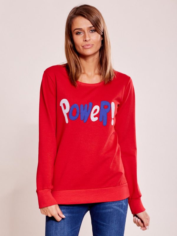 Wholesale Red lightweight sweatshirt with a POWER Patch