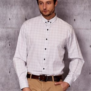 Wholesale Men's shirt white with delicate checkered PLUS SIZE