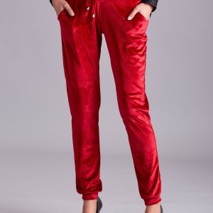 Wholesale Pants with velour red