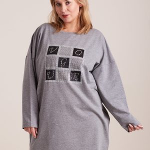 Wholesale Gray tunic with plus size applique