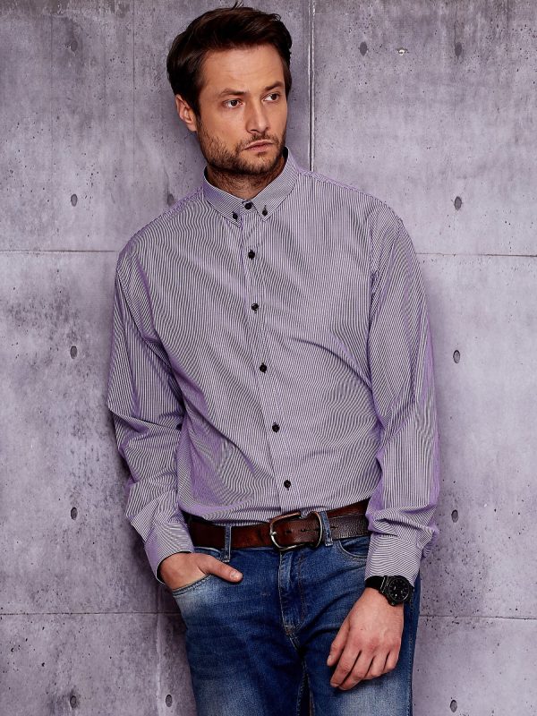 Wholesale Purple Plus Size Striped Men's Shirt