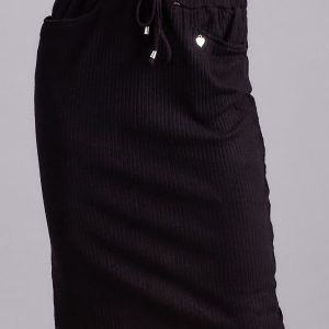 Wholesale Black ribbed skirt with pockets