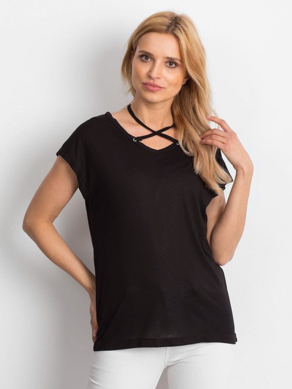 Wholesale Black flowing blouse with thin stripes