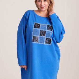 Wholesale Blue tunic with plus size applique