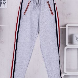 Wholesale Grey sweatpants for girl with tricolor tape