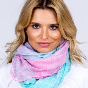 Wholesale Blue and pink airy ombre wrap with motif