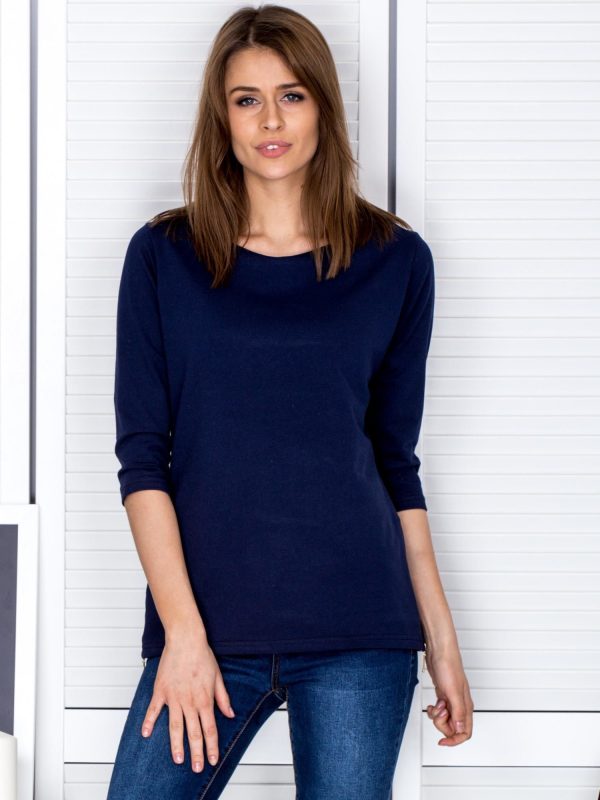 Wholesale Navy blue blouse with side zippers