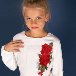 Wholesale Ecru tunic for a girl with a Patch