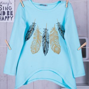 Wholesale Turquoise tunic for a girl with feathers