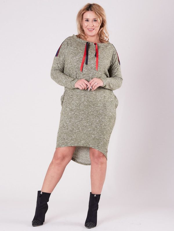 Wholesale Khaki asymmetrical dress PLUS SIZE