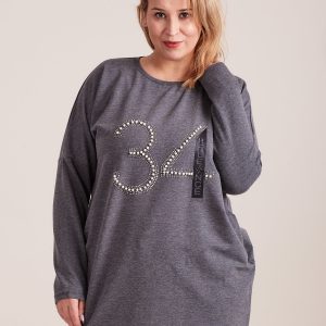 Wholesale Graphite sweatshirt tunic with PLUS SIZE application