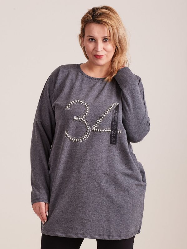 Wholesale Graphite sweatshirt tunic with PLUS SIZE application